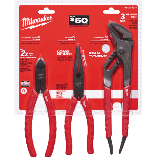 Milwaukee 48-22-6331 Comfort Grip Pliers Kit - 3 PC