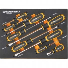 GearWrench GWMSSCRSL Slotted Screwdriver Set, dual material handle, foam storage tray