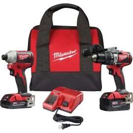 Milwaukee 2893-22CX Hammer Drill & Impact Driver Combo Kit, 18 V, brushless