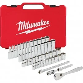 Milwaukee 48-22-9004 Ratchet & Socket Set, ¼" drive, 50-piece SAE & Metric