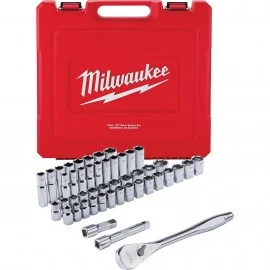 Milwaukee 48-22-9010 Ratchet & Socket Set, ½" drive, 47-piece SAE & Metric