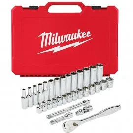 Milwaukee 48-22-9508 Ratchet & Socket Set, 3/8" drive, 32-piece, metric
