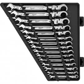 Milwaukee 48-22-9513 Ratcheting Combination Wrench Set, Metric, Flex Head, 15-pack
