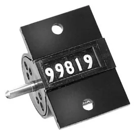 Trumeter 14 Series Non-Reset Stroke Totalizing Counter with AX7 lever arm, round casing, left hand, top-coming, panel mounting flange